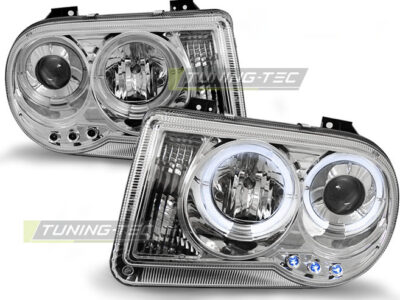Fari Anteriori Angel Eyes Cromati per Chrysler 300C (2005-2010)