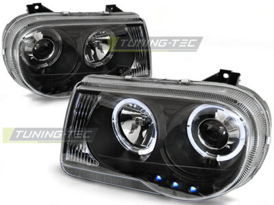 Fari Anteriori Angel Eyes Neri per Chrysler 300C (2005-2010)