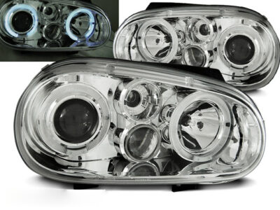 Fari Anteriori Angel Eyes Cromati per Volkswagen Golf IV (97-03)