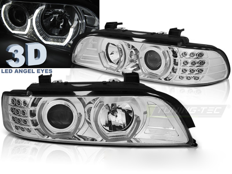 Fari Anteriori Angel Eyes 3D Cromati per BMW E39 (09.95-06.03)