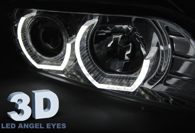 Fari Anteriori Angel Eyes 3D Cromati per BMW E39 (09.95-06.03)