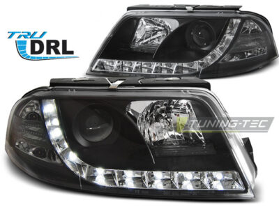 Fari Anteriori con Luci Diurne Neri per Volkswagen Passat 3BG 09.00-03.05