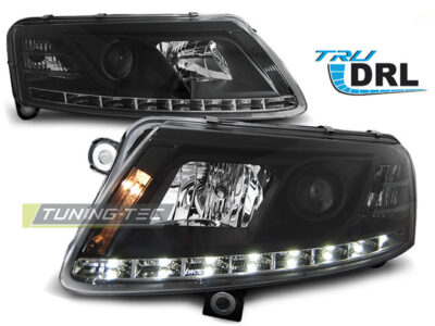 Fari Anteriori LED Diurni Neri per Audi A6 C6 (04.04-08)