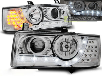 Fari Anteriori Daylight Cromati per Volkswagen T4 Furgone 1990-2003