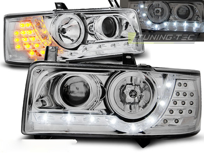 Fari Anteriori Daylight Cromati per Volkswagen T4 Furgone 1990-2003