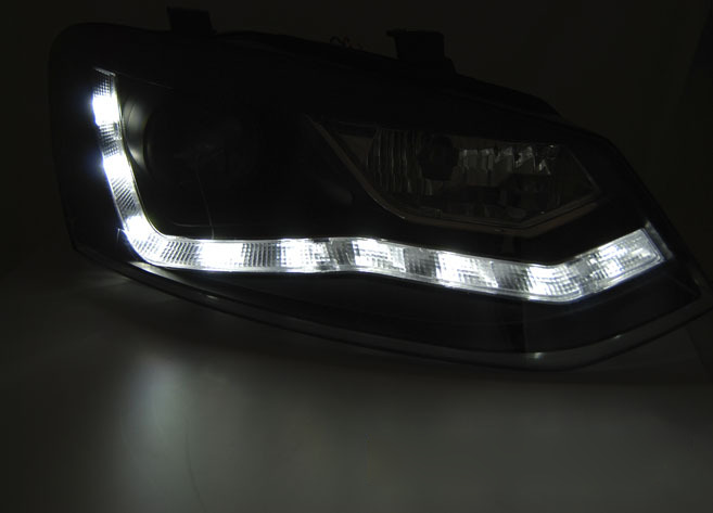 Fari Anteriori Daylight Neri per Volkswagen Polo 6R 2009-2014