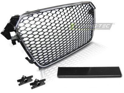 Griglia Sport Cromato Nero per Audi A4 (B8) 11.11-15, Griglia Anteriore Sportiva