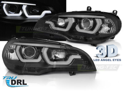 Fari Anteriori Luci Diurne LED Neri per BMW X5 E70 (2007-2013)