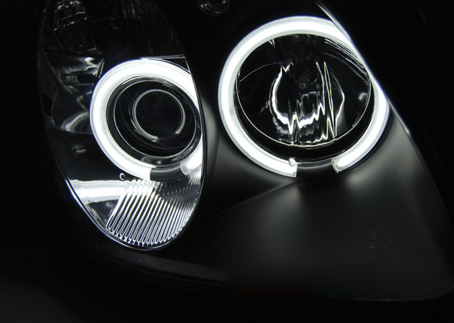 Fari Angel Eyes CCFL Nero per Mercedes R170 SLK (1996-2004)