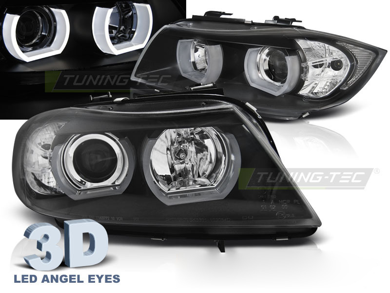 Fari U-Led 3D Neri per BMW E90/E91 (03.05-08.0) - Fanali Anteriori