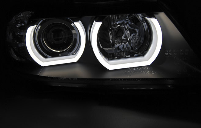 Fari U-Led 3D Neri per BMW E90/E91 (03.05-08.0) - Fanali Anteriori