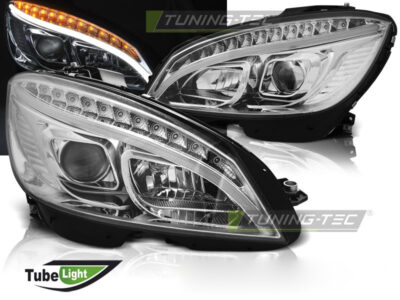 Fari Anteriori a Tubo Cromati per Mercedes W204 (2007-2010)