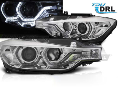 Fari Anteriori Angel Eyes LED DRL Cromati per BMW F30/F31 (10.11 - 05.15)