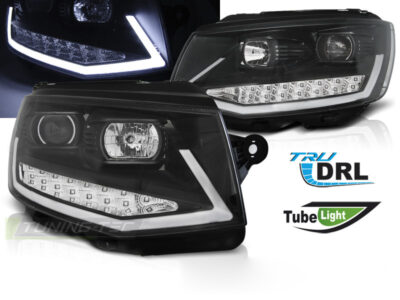 Fari Anteriori Luci Diurne LED Nero Cromato per Volkswagen T6 (2015-2019)