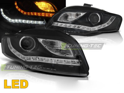 Fari Daylight Nero per Audi A4 B7 (11.04-03.08) Fanali Anteriori Neri