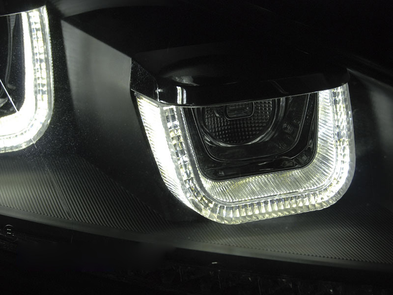 Fari Anteriori U-LED Neri Sequenziali per Volkswagen GOLF VI (2008-2012)