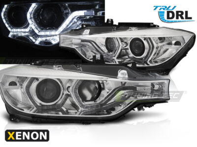 Xenon Fari Angel Eyes LED DRL Cromato per BMW F30/F31 (10.11 - 05.15)