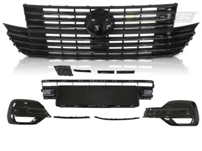 Griglia con Elemento Paraurti con Logo Base Nero Lucido per Volkswagen T6.1