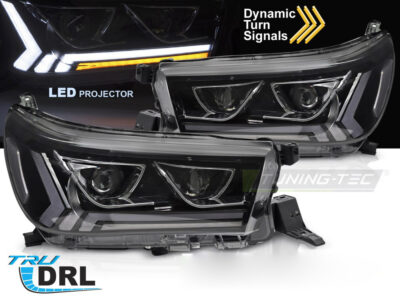 Fari Anteriori LED Tubolari Neri per Toyota Hilux 16-20