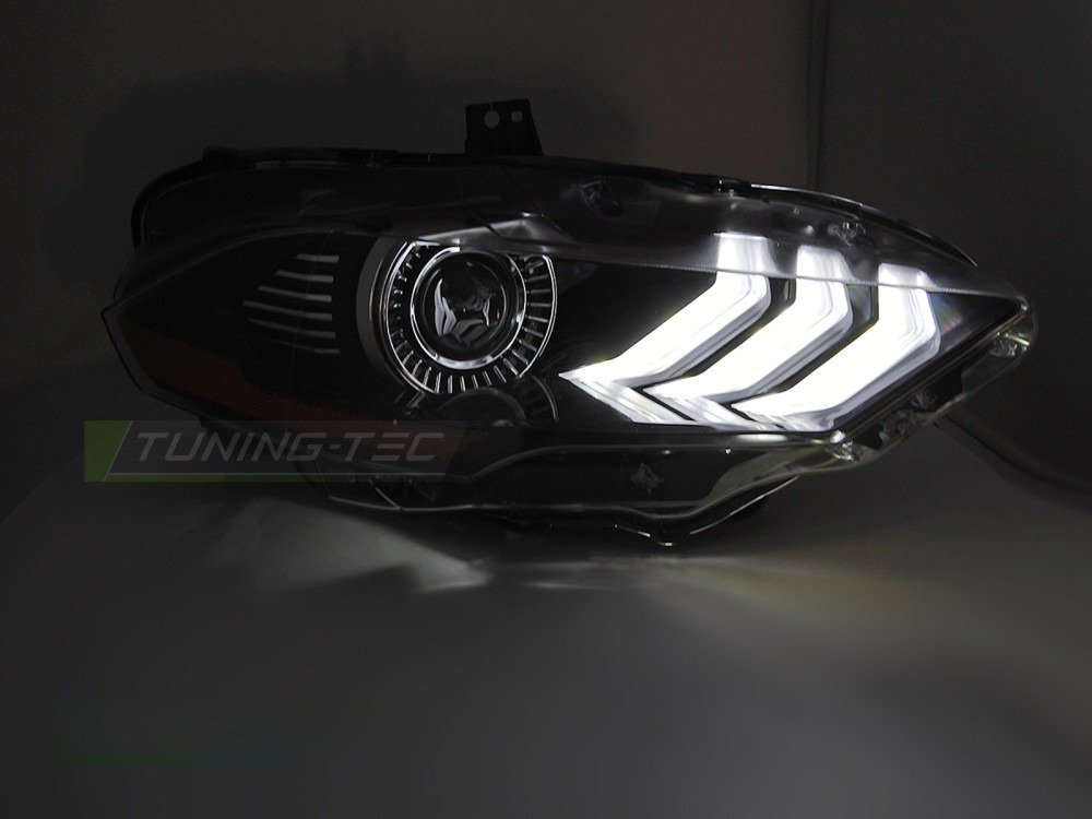 Fari Anteriori LED Neri con Luci Diurne per Ford Mustang 18-21
