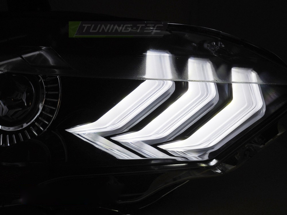 Fari Anteriori LED Neri con Luci Diurne per Ford Mustang 18-21