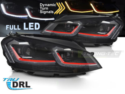 Fari Anteriori Full LED Rosso Sequenziali Luci Diurne per Volkswagen Golf VII