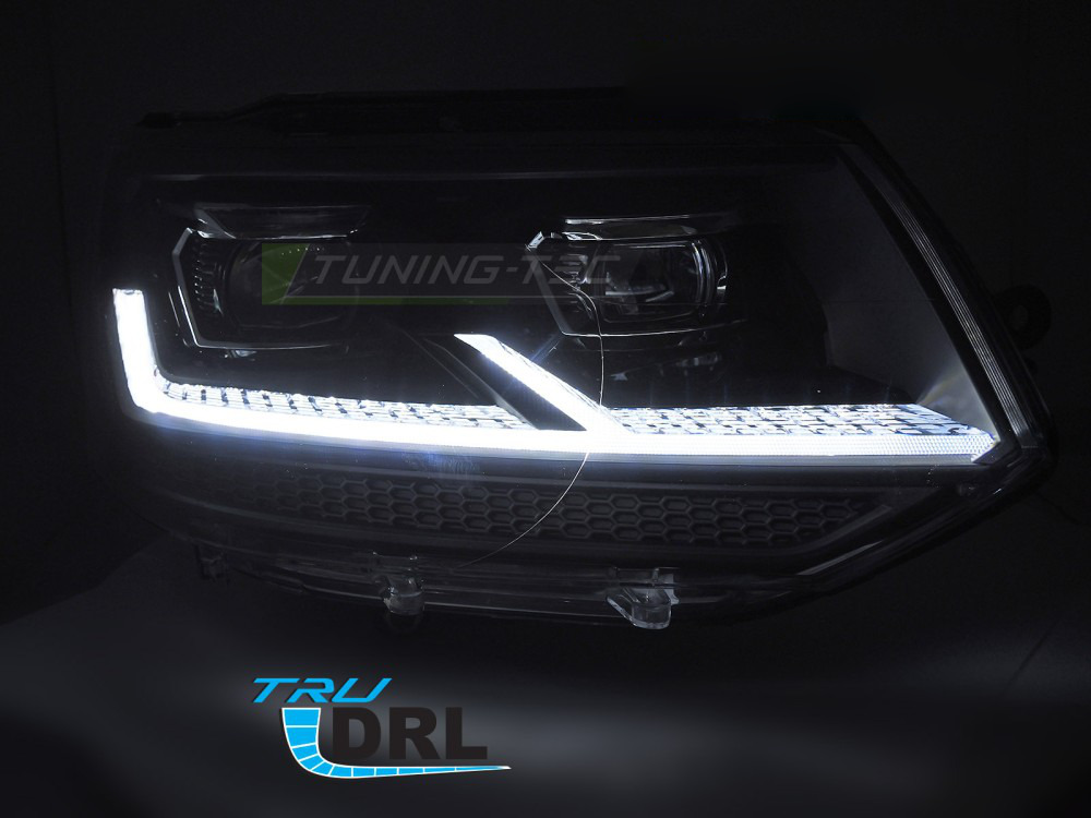 Fari Anteriori Full LED Cromati con Luci Diurne per Volkswagen T5 (2010-2015)