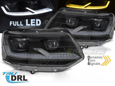 Fari Anteriori Full LED Neri Dinamici per Volkswagen T5.1 (2010-2015)