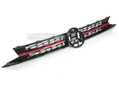 Griglia Sport Nero Lucido con Rosso Line per Volkswagen Polo VI (17-21)