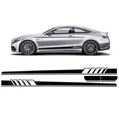 Adesivi Laterali Vinile C63 Nero Lucido per Mercedes Classe C C205 A205 dal 2014