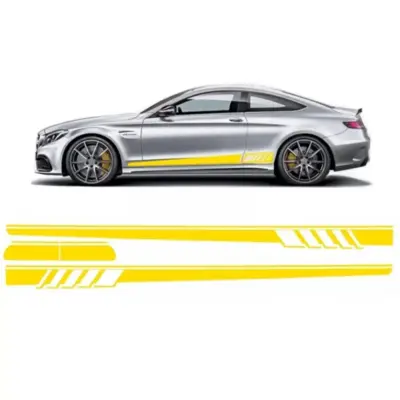 Adesivi Laterali Vinile Giallo Opaco per Mercedes Classe C C205 A205 2014-up