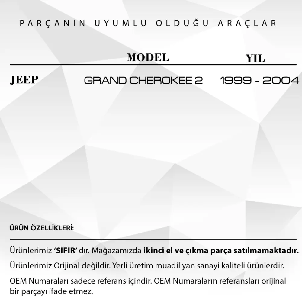 Alzacristallo Posteriore Sinistro in Plastica per Jeep Grand Cherokee 2