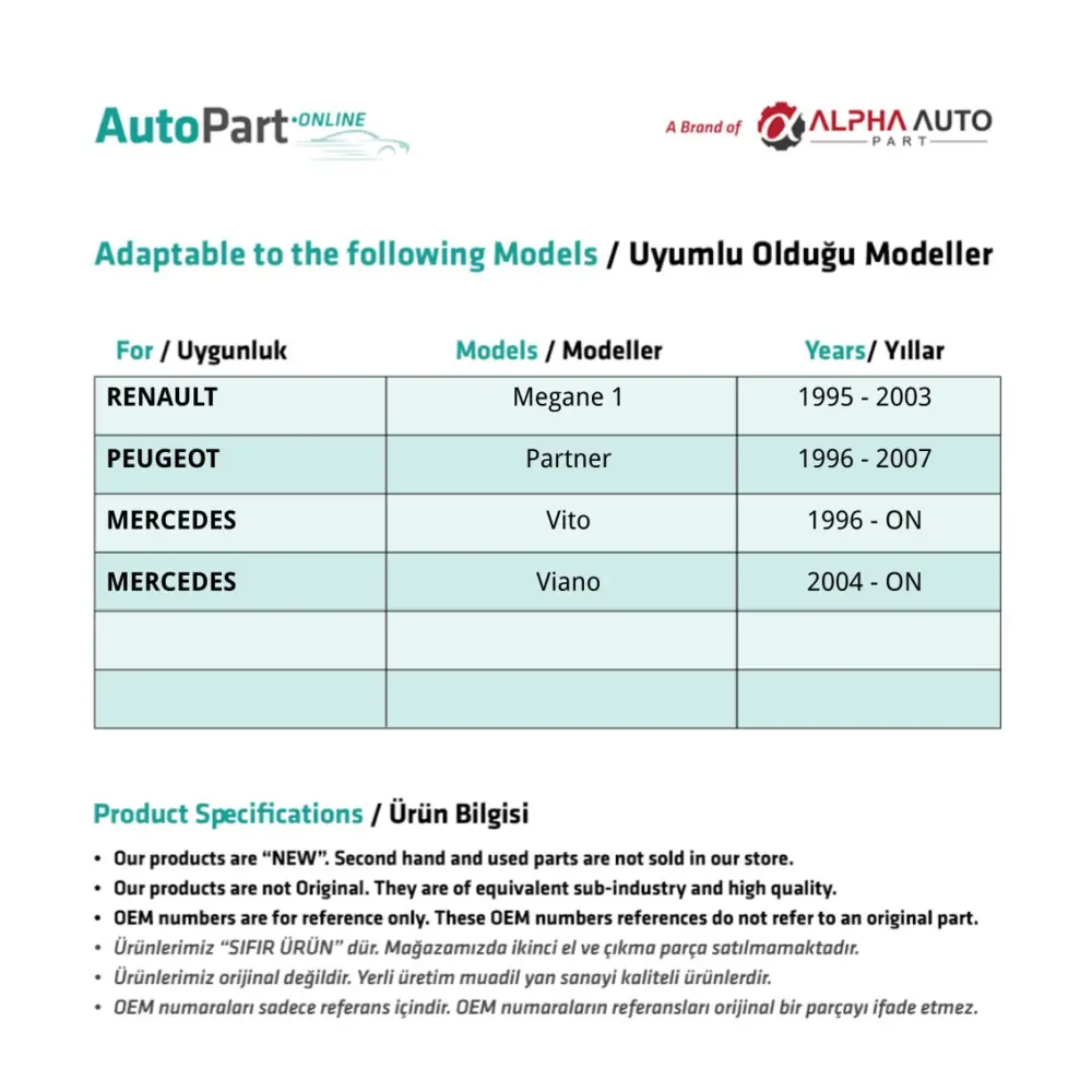 Alzacristallo Pulegge Set da 20 per Renault Megane 1 e Peugeot Partner