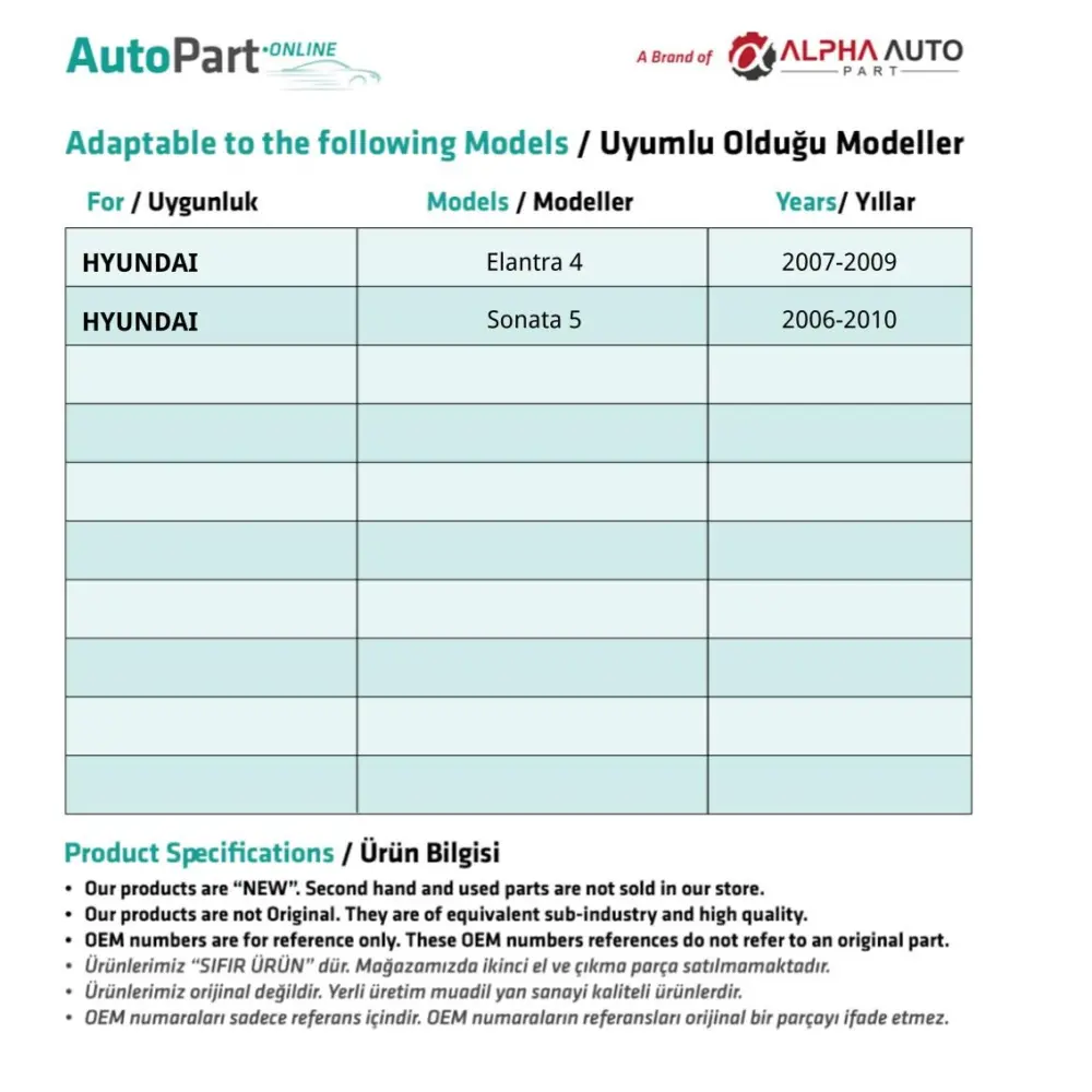 Alzacristallo Puleggia Destra per Hyundai Elantra 4, Sonata 5