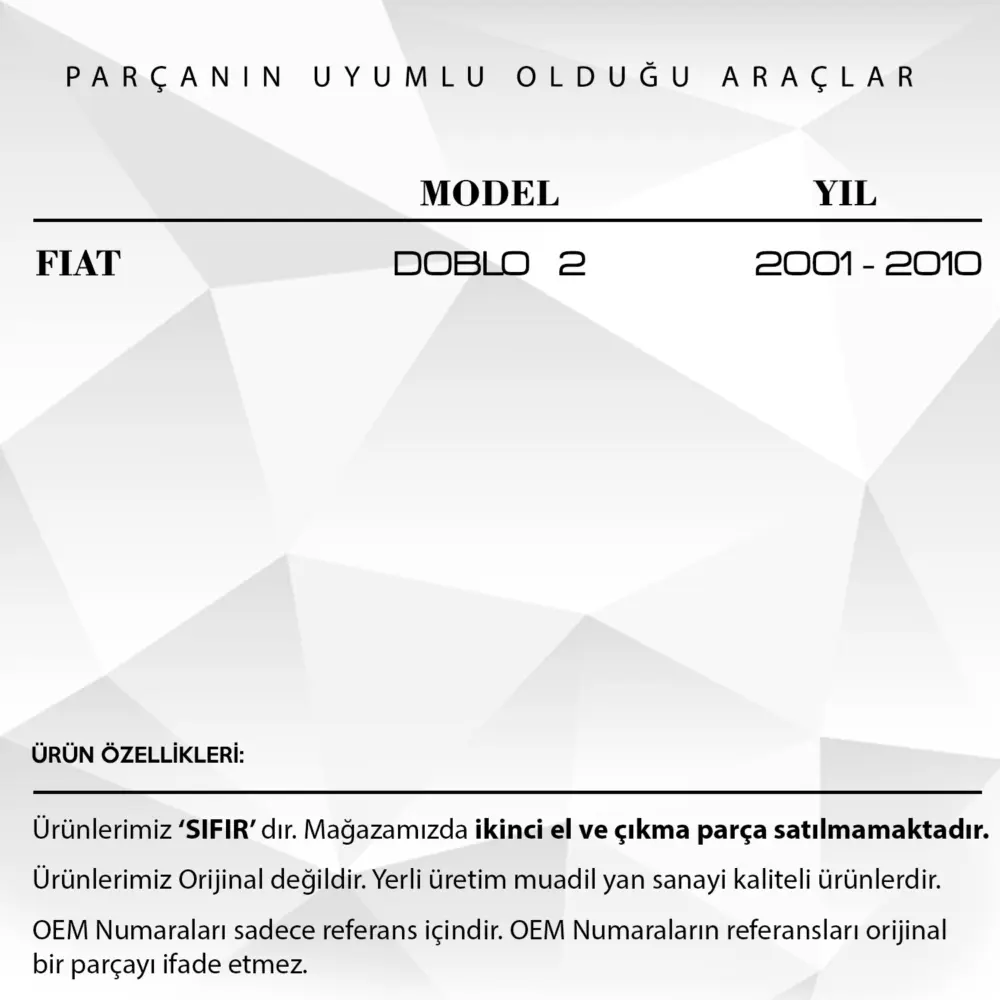 Barra di Supporto Cofano per Fiat Doblo 2 (anni 2005-2019)