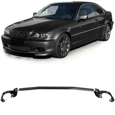 Barra Rinforzo Anteriore Regolabile Alluminio Nera per BMW E46 320i 323i 325i