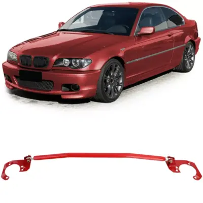 Barra Rinforzo Anteriore Regolabile Alluminio Rossa per BMW E46 320i 323i 325i