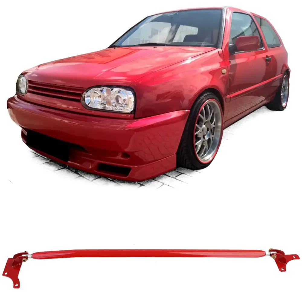 Barra Rinforzo Anteriore Regolabile Alluminio Rossa per VW Golf 4 Bora 97-03