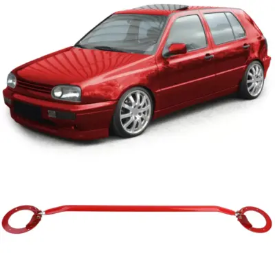 Barra Rinforzo Anteriore Regolabile Alluminio Rosso per VW Golf 3 Vento Passat