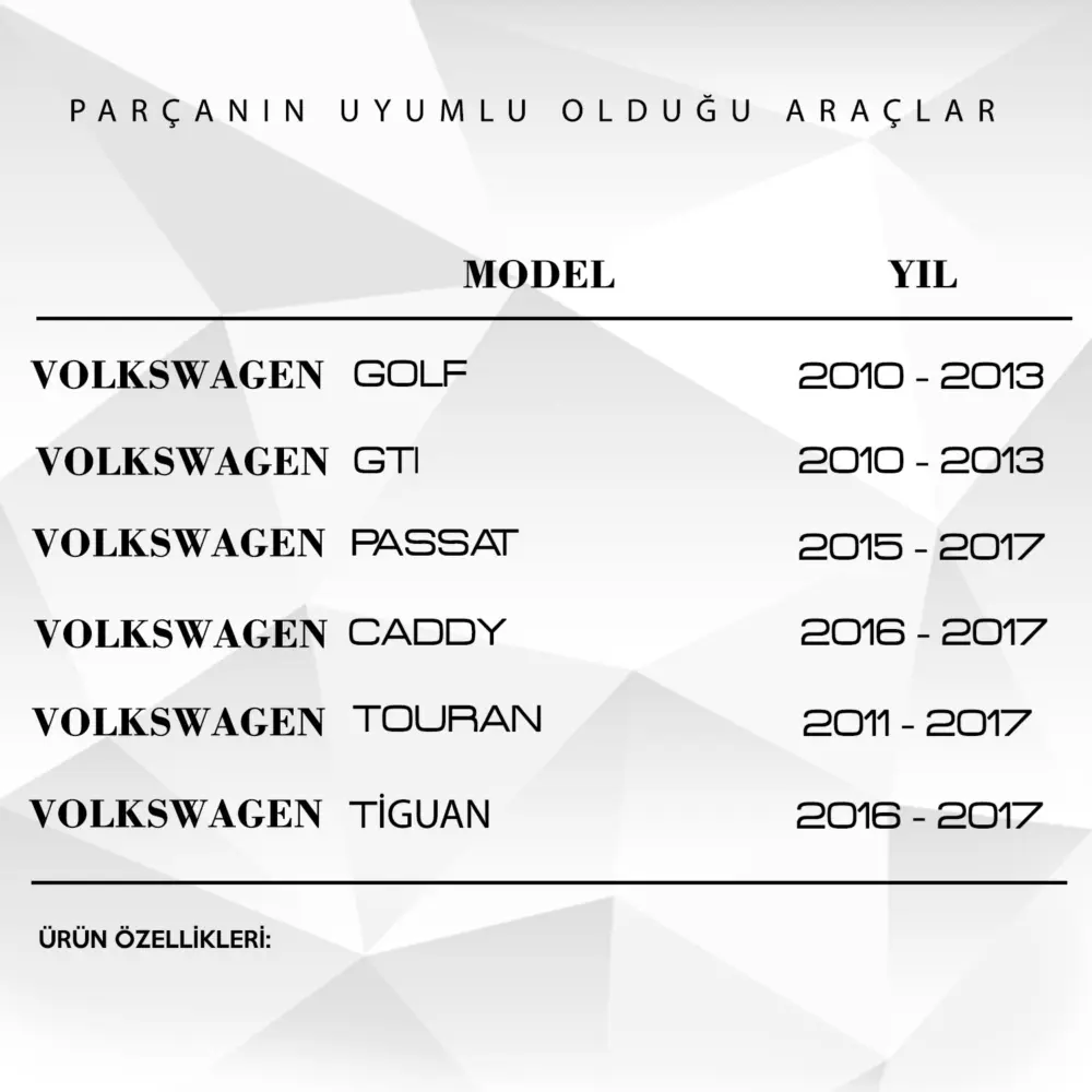 Braccio Tergicristallo Posteriore per Volkswagen Golf Passat GTI Caddy Tiguan