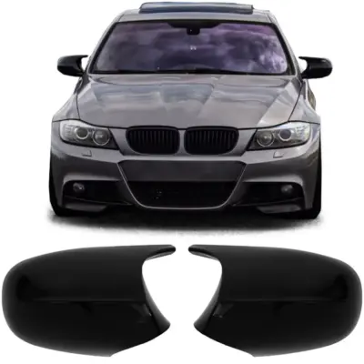 Calotte Specchietti Nero Lucido Anteriori per BMW Serie 3 E90 E91 E92 E93 LCI