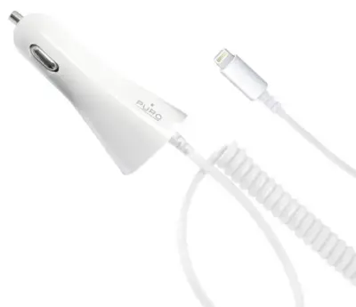 Caricabatterie auto cavo lightning ricarica rapida 1A bianco USB