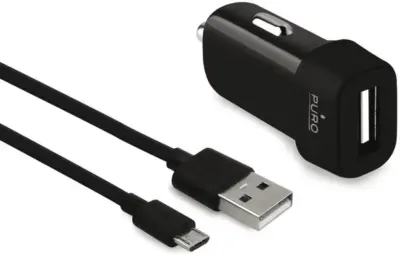 Caricabatterie auto con porta USB 1A cavo micro USB ricarica veloce