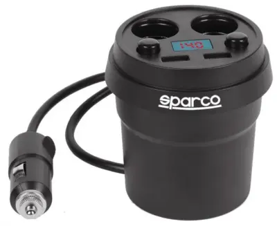 Caricabatterie da Auto con 2 Prese 12 24V e 2 Porte USB Ricarica Rapida