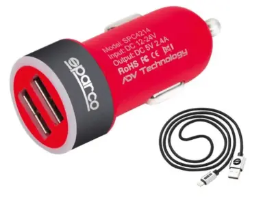 Caricabatterie da muro doppia porta USB 5V 2.4A con cavo Lightning 1 metro