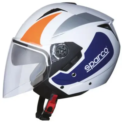 Casco integrale moto bianco arancio taglia XL protezione sicurezza motociclista