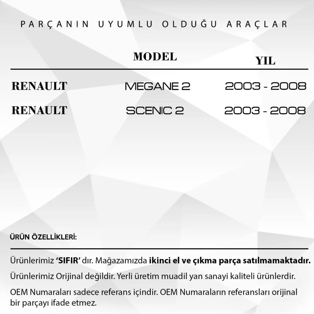 Catenaccio Cofano per Renault Megane 2, Scenic, Laguna 2