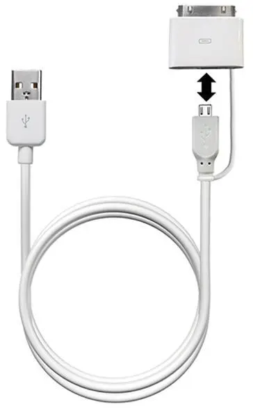 Cavo ricarica dati universale 30 pin micro USB 1 metro bianco accessorio auto