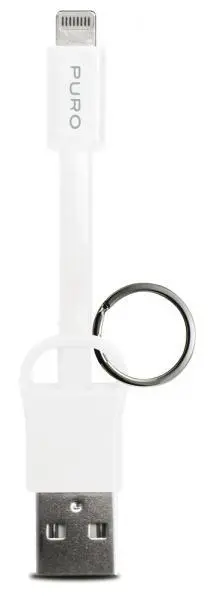 Cavo ricarica e dati lightning bianco compatto portachiavi accessorio auto