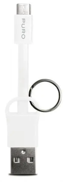 Cavo ricarica micro USB bianco compatto portachiavi accessorio auto smartphone